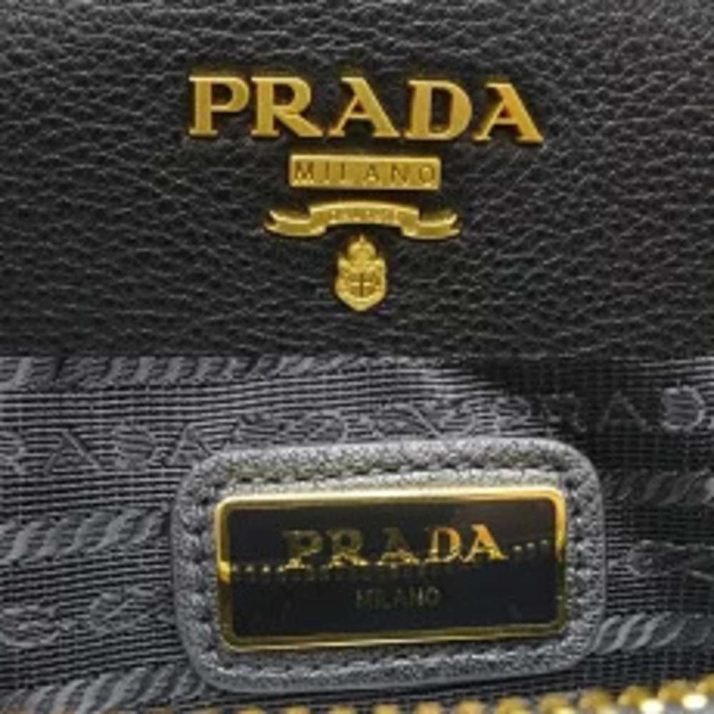 Prada Double Zip Shoulder Bag Leather Nero Black - Picture 8 of 10